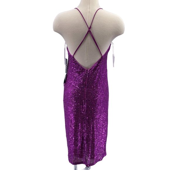 Lulu's Superstar Sequin sexy cocktail party dress size Medium NEW magenta - Picture 4 of 11